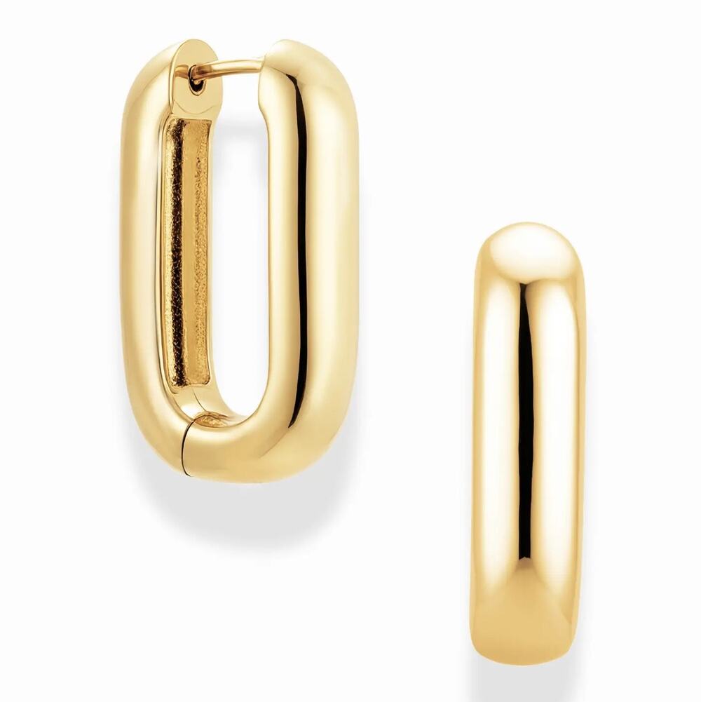 NWT Mod + Jo Elly Grande Hoop Earrings Gold Plated Puffy Statement Hoops